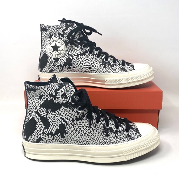 Converse Chuck 70 All Star High Top Egret Black Leather Women Sneakers 570355C - Picture 5 of 8